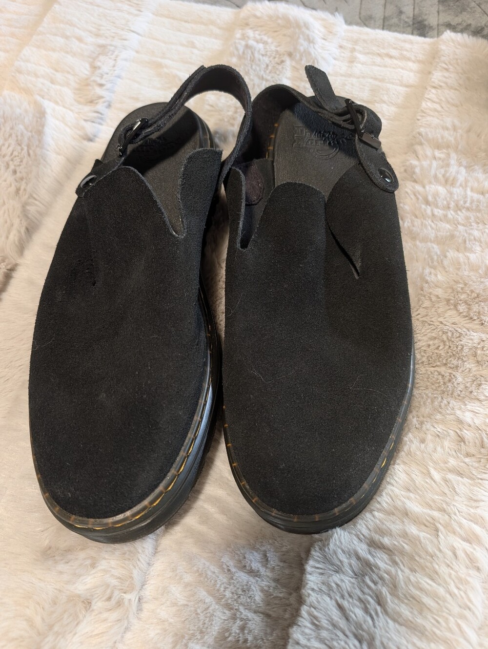 Dr Martens Black Suede Slip-On Mule